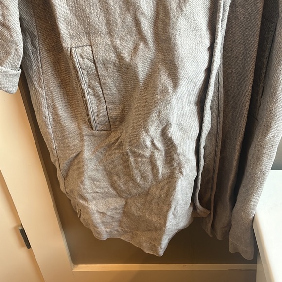 Eileen Fisher M medium gray 100% organic linen long jacket - Picture 3 of 6